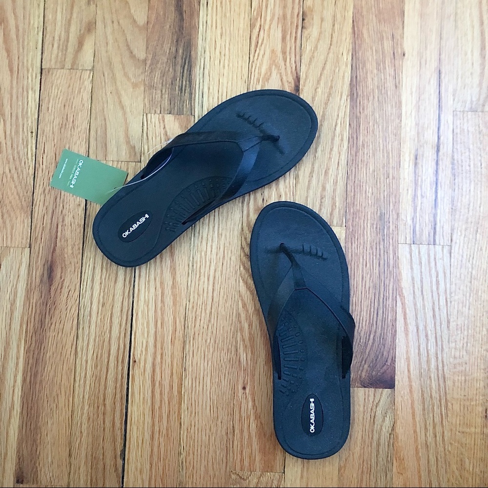 BRAND NEW Okabashi Breeze Flip Flop Sandals Black Size Large (9.5 - 10.5)